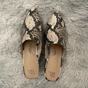 Time and Tru Snakeskin Mule Block Heels